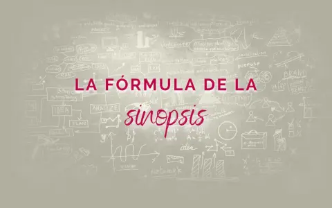 Un diagrama de negocios con la frase "La fórmula de la sinopsis" en el centro. Incluye conceptos como "idea", "plan", "riesgo" y "marca".