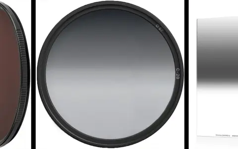 Trois filtres photo : un rond brun, un rond dégradé gris, et un carré dégradé gris. Un filtre nd pour des ciels parfaits.