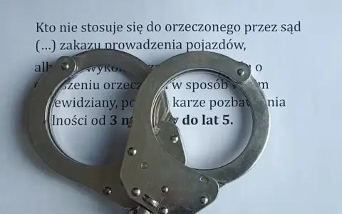 Kajdanki na dokumencie o naruszeniu zakazu sądowego, grozi za to kara pozbawienia wolności do lat 5.
