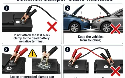 Learn which jumper cable goes on first by avoiding common mistakes: don't attach the last black clamp to the dead battery's negative terminal.