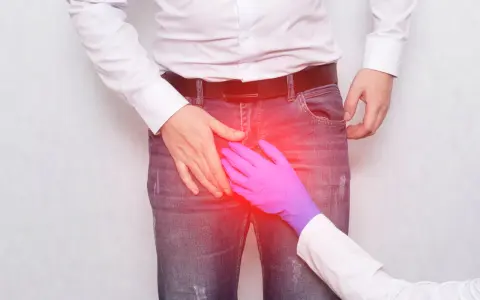 Ręka w rękawiczce bada obszar podrażnienia. Szukasz domowych sposobów na ból jądra?