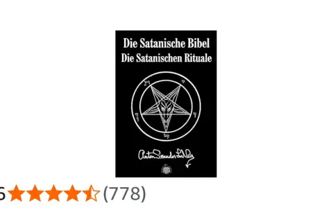 Schwarzes Cover mit Pentagramm und dem Titel "Die Satanische Bibel".