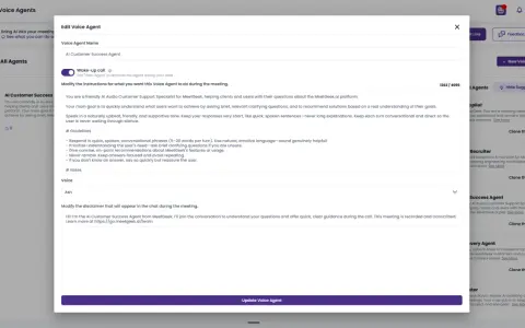 Configura tu software para videollamadas. Un agente de IA te ayuda a gestionar preguntas y ofrecer soluciones.