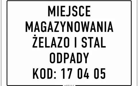 Miejsce magazynowania odpadów żelazo i stal. Kod: 17 04 05.