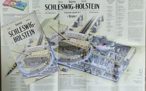 Muzeum Obrony Wybrzeża w Helu prezentuje baterię Schleswig-Holstein, stanowisko ogniowe nr 2 "Bruno".