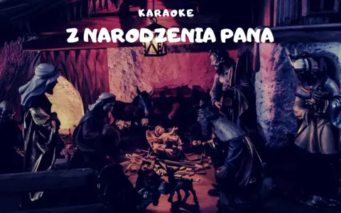 Szopka z narodzenia pana, z napisem KAREOKE.