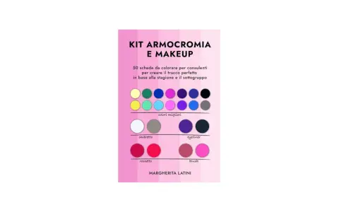 Kit armocromia e makeup per makeup artist: colori per ombretto, eyeliner, rossetto e blush, ideali per ogni stagione.