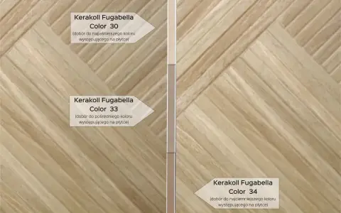 Jak dobrać fugę do płytek? Przykłady fug Kerakoll Fugabella: Color 30 (do najjaśniejszego koloru), Color 33 (do pośredniego), Color 34 (do najciemniejszego).