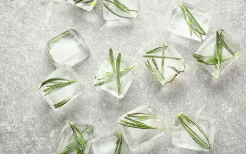 Rosmarin einfrieren: Frische Kräuter in Eiswürfeln für aromatische Cocktails und Gerichte.