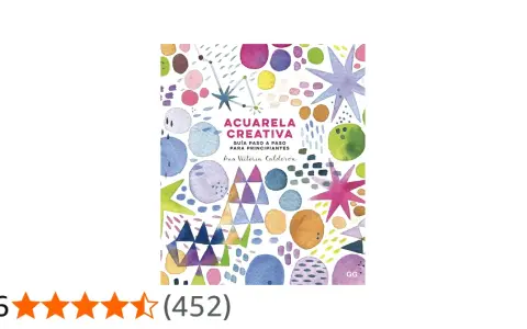 Libro "Acuarela Creativa" con vibrantes formas y colores, ideal para aprender la técnica acuarela.