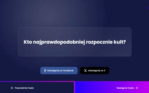 Gry dla dziewczyn: "Kto najprawdopodobniej rozpocznie kult?" - gra z pytaniami i opcjami udostępniania.