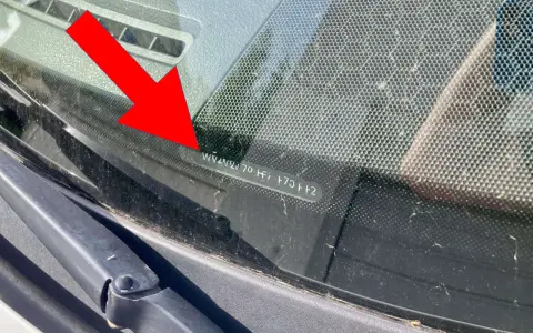 Fahrgestellnummer (VIN) auf der Windschutzscheibe, die auch als OEM-Nummer im Fahrzeugschein zu finden ist.