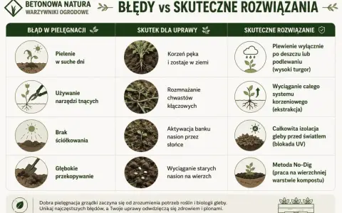 Skuteczne zwalczanie chwastów: plewienie po deszczu, wyciąganie całych korzeni, izolacja gleby UV i metoda No-Dig. Unikaj błędów w pielęgnacji.