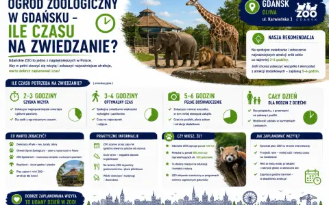 Ile czasu na zwiedzanie zoo w Gdańsku? Na szybką wizytę 2-3h, optymalnie 3-4h, a pełne doświadczenie 5-6h.