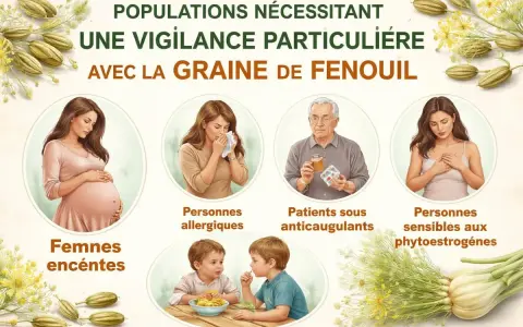 Femmes enceintes, allergiques, sous anticoagulants ou sensibles aux phytoestrogènes : vigilance avec la graine de fenouil.