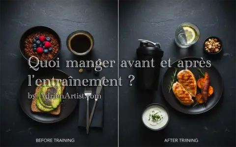 Repas avant et après l'entraînement : avoine et café avant, poulet et patates douces après. Un encas sportif idéal pour la récupération.