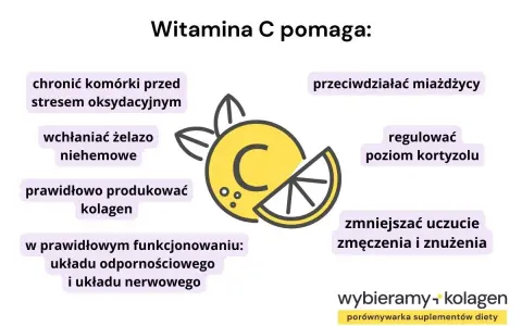 Jak działa witamina C: chroni komórki, wspiera odporność, reguluje kortyzol, zmniejsza zmęczenie.