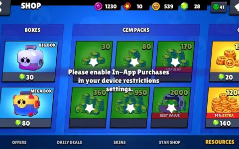 Jak włączyć zakupy w aplikacji Brawl Stars bez problemów z ustawieniami