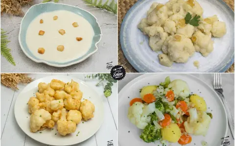 Cuatro deliciosas recetas con coliflor: crema, rebozada, frita y al vapor con verduras. ¡Un mundo de sabor!