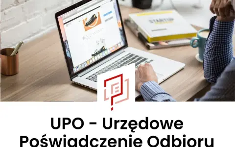 UPO - Urzędowe Poświadczenie odbioru dokumentów na laptopie.