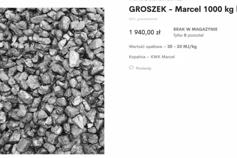 Groszek orzech Marcel, węgiel o wysokiej wartości opałowej, idealny do ogrzewania.