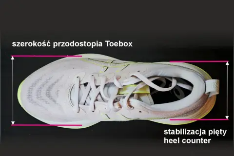 Jasnoróżowe buty do biegania naturalnego z zaznaczoną szerokością przodostopia i stabilizacją pięty.