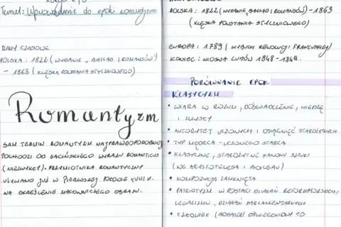 Zapiski o romantyzmie: daty, porównanie epok, wiara w rozum i uczonych.