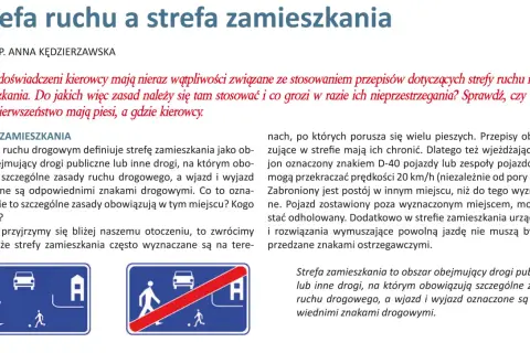 Znak D-40 oznacza strefę zamieszkania, gdzie piesi mają pierwszeństwo, a pojazdy muszą jechać wolno.