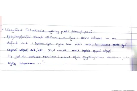 Władysław Tatarkiewicz o egzystencjalizmie: człowiek sam siebie tworzy, co jest zadaniem heroicznym.