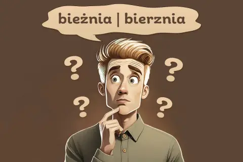 Zastanawiający się mężczyzna z chmurką nad głową: "bieżnia | bierznia". Czy to bieżąco, czy bierząco?