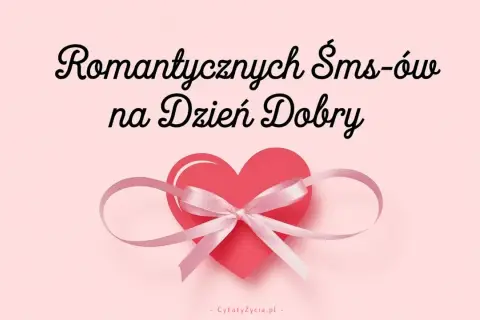 Romantyczne smsy na dzień dobry. Czerwone serce z różową wstążką i kokardką.