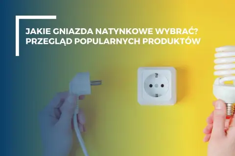 Jakie gniazda natynkowe wybrać? Przegląd popularnych produktów. Dłoń trzyma wtyczkę, obok gniazdko i żarówka.