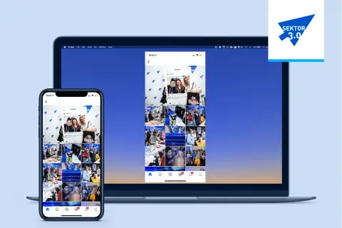Klonowanie ekranu: iPhone i laptop wyświetlają ten sam profil Instagram z licznymi zdjęciami z wydarzenia.
