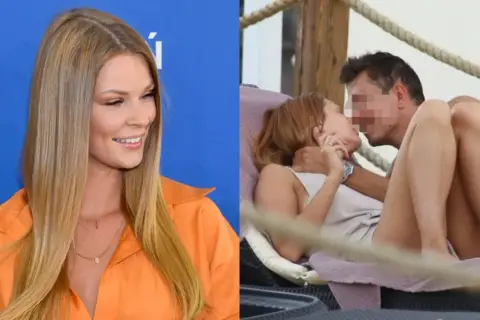 Małgorzata Tomaszewska z obecnym partnerem na plaży.