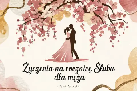 Para młoda pod kwitnącą wiśnią. Piękne cytaty o miłości na rocznicę ślubu dla męża.