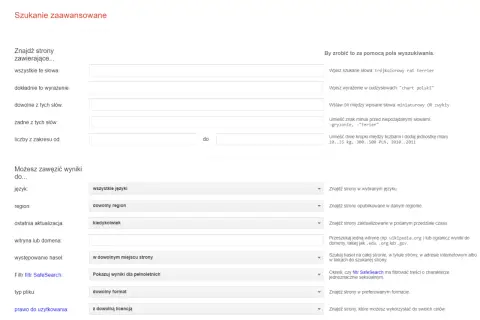 Zaawansowane wyszukiwanie Google pozwala precyzyjnie znaleźć informacje, filtrując wyniki według słów, języka, regionu i innych kryteriów.
