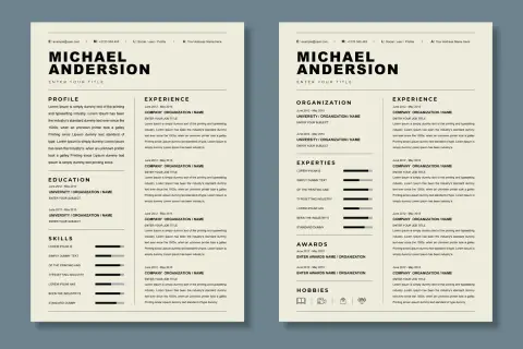 Szablon CV z danymi kontaktowymi, doświadczeniem, edukacją i umiejętnościami. Idealny do wysłania maila z CV.