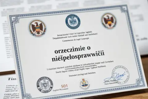 Orzeczenie o niepełnosprawności dziecka, oficjalny dokument z pieczęciami i orłem.