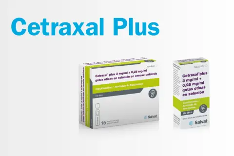 Opakowania leku Cetraxal Plus w kroplach do uszu, zawierające ciprofloksacynę i acetonid fluocinolonu.