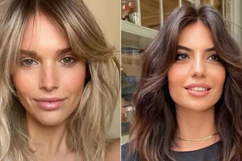 Dwie kobiety z fryzurami do ramion: jedna z blond włosami, druga z brązowymi.