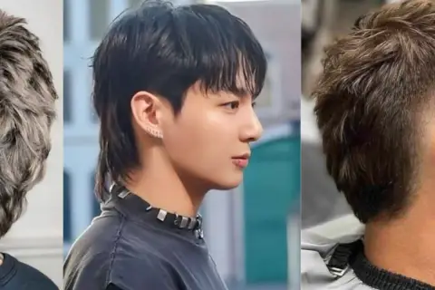 Tres estilos de cabello: un mullet moderno con flequillo, un corte texturizado y un degradado en la nuca.