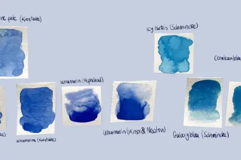 Verschiedene Blautöne, von hell bis dunkel, zeigen, welche Farben ergeben blau.