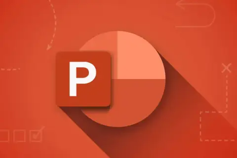 Ikona PowerPointa na tle z elementami graficznymi, sugerującymi planowanie i strategię. Dowiedz się, jak zaktualizować PowerPointa, aby tworzyć lepsze prezentacje.