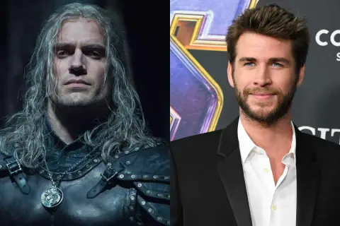 Henry Cavill jako Wiedźmin obok Liama Hemswortha, który zostanie nowym aktorem w tej roli.