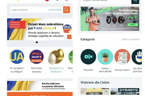Porównanie ofert na Vinted czy OLX? Aplikacja Allegro pokazuje kategorie, promocje i zbiórki.