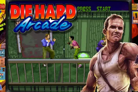 Die Hard Arcade na Sega Saturn. John McClane gotuje się do walki.
