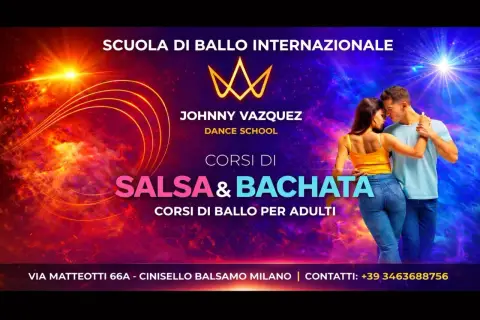 Coppia balla salsa e bachata alla scuola Johnny Vazquez. Corsi di ballo per adulti a Cinisello Balsamo.