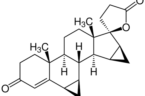 Chemische Struktur von Drospirenon, einem synthetischen Gestagen.
