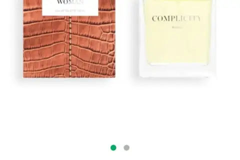 Perfume "Complicity Woman" de Mercadona, con caja de imitación piel de cocodrilo y frasco de cristal.