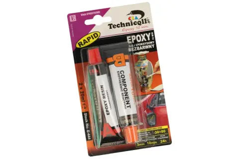 Klej dwuskładnikowy epoksydowy Technicoll Rapid. Zestaw do szybkiego klejenia, zawiera żywicę i utwardzacz.